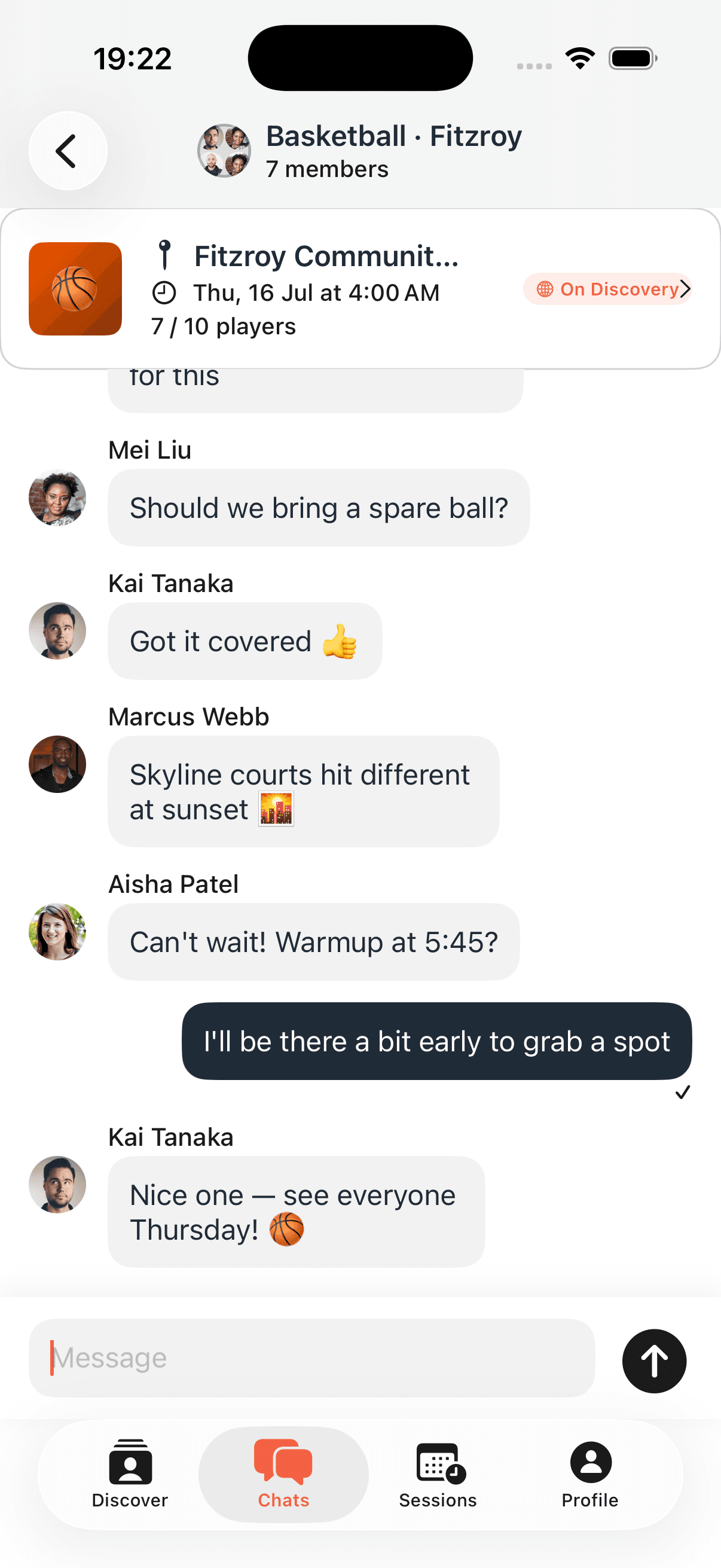 Group chat screen