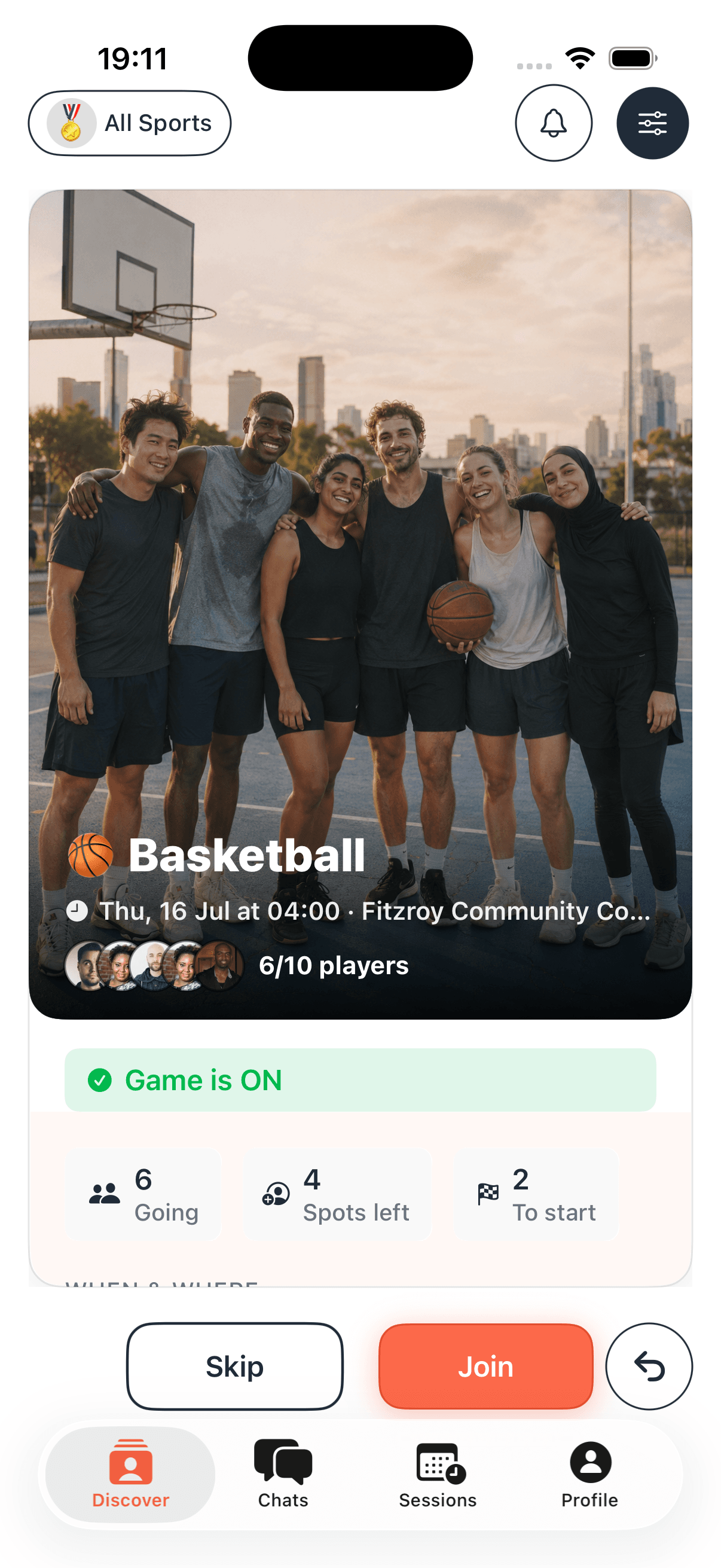 Discovery screen